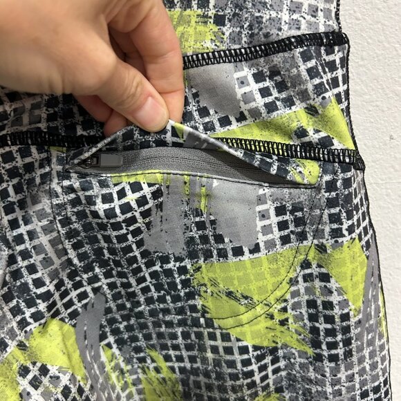 Kyodan Gray Lime Green Stretch High-Waisted Printed Leggings Size L Activewear - Picture 5 of 9